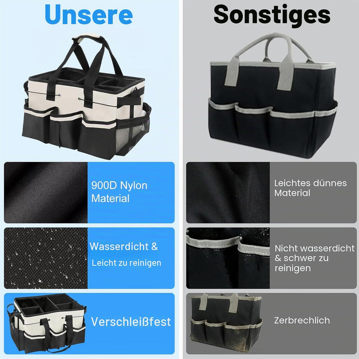 Qivine 5 Fächern Putzmittel Organizer Tragbar mit Griff und Verstellbaren Schultergurten, Putztasche