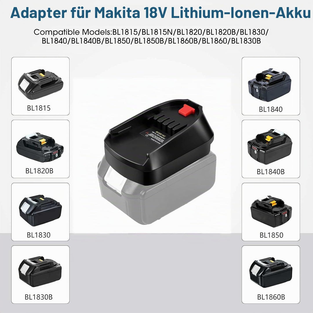MT18BOSC Akku Adapter für Makita auf für Bosch Haus und Garten Grün Werkzeug, Adapter für Makita 18V