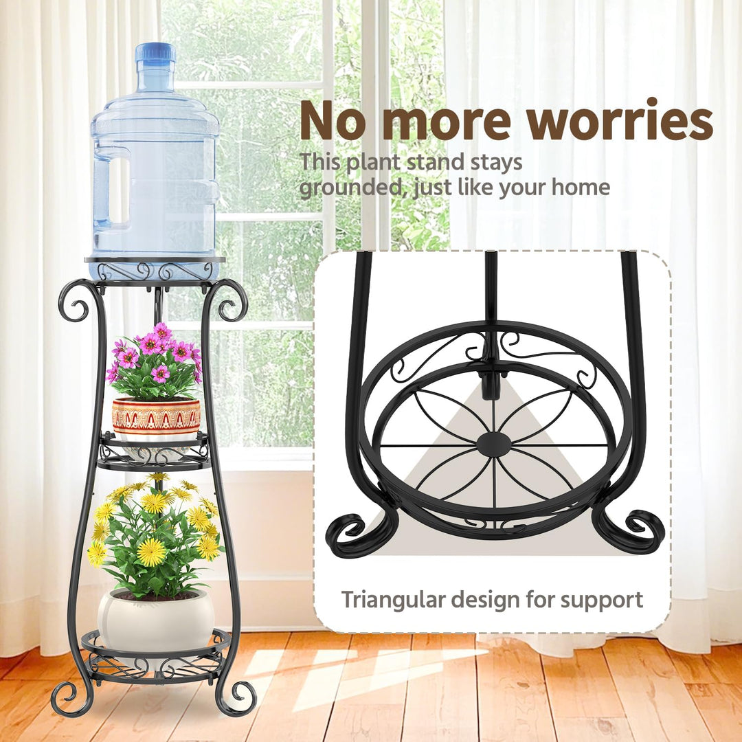 VASZOLA 3 Etagen Metall Pflanzenständer Blumentopfständer, 87cm Pflanzenregal Blumenregal für innen,