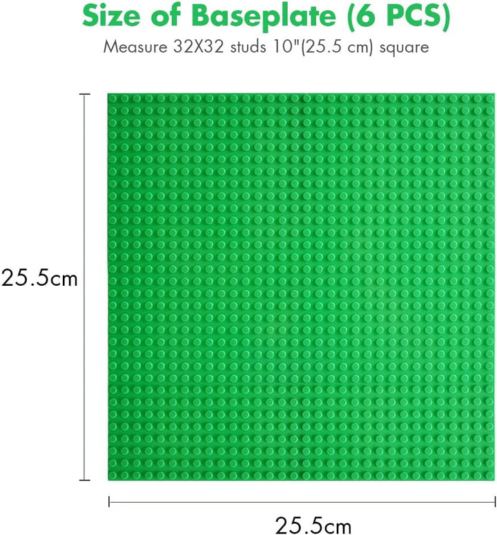 Lekebaby 6 Platten-Set Bauplatte Kompatibel mit Meisten Marken, 25 * 25cm, Grün Hellgrau Sande Grund