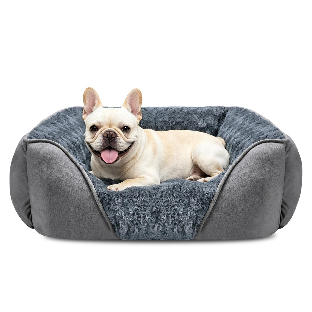 JOEJOY Hundebett Waschbar Flauschig, rutschfest Anti-Angst Hundekorb Weich Bequem Rosensamt, Haustie