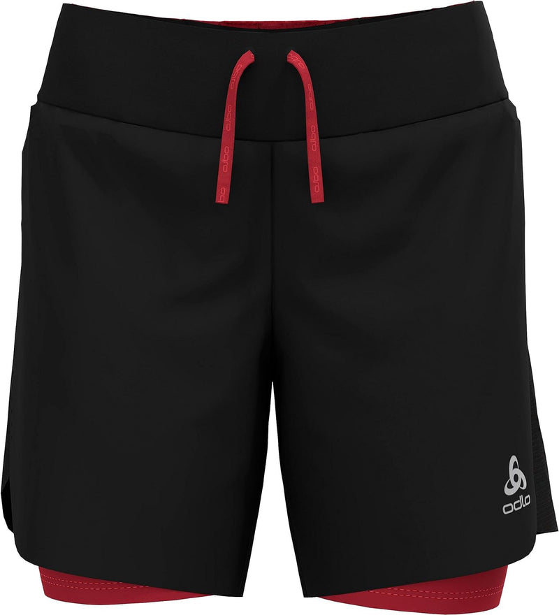 Odlo Damen 2-in-1 Laufshorts X-alp Trail 6 Inch_323451 XS Black - American Beauty, XS Black - Americ