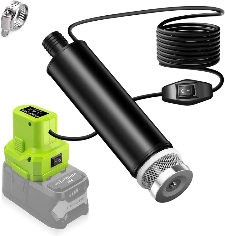 635GPH Tauchpumpe für Ryobi 18V Akku, kabellose Wasserpumpe mit Sedimentfilter, 100W Transferpumpe S