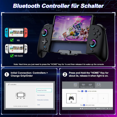 Elegamefy Switch Pro Controller, Handheld Switch Controller mit Turbo/1000mAh/6-Achsen-Gyro/Vibratio