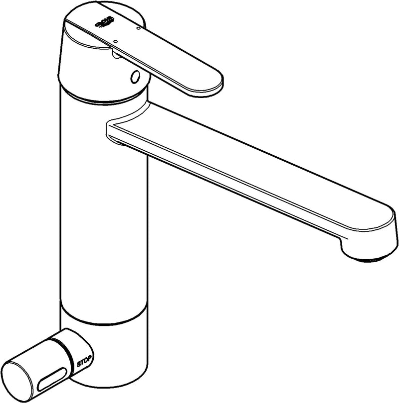 GROHE Get - Einhand-Spültischarmatur (Einlochmontage, mittelhoher Auslauf, Schwenkbereich 140°), chr