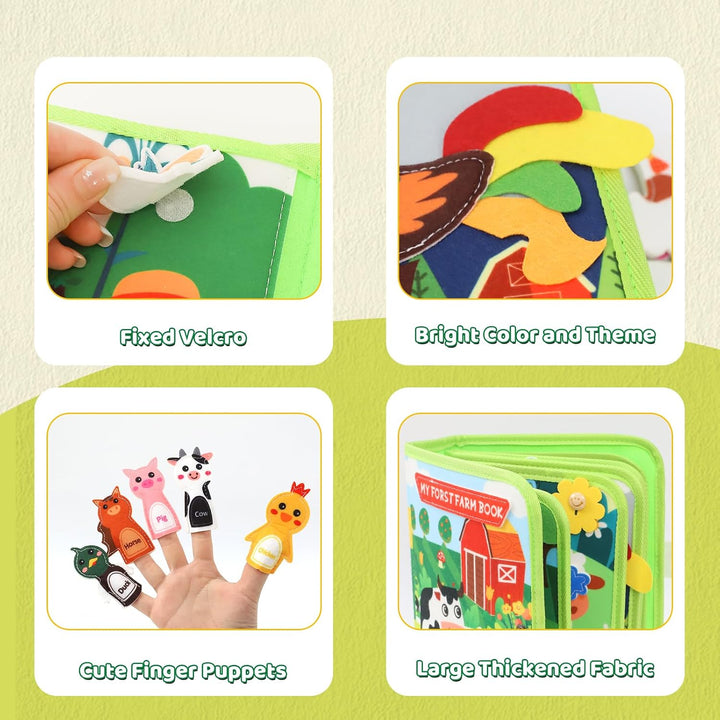 XIAPIA Montessori Busy Board ab 1 2 Jahr, Baby Spielzeug Filzbuch Bauernhof Activity Busy Book, Besc