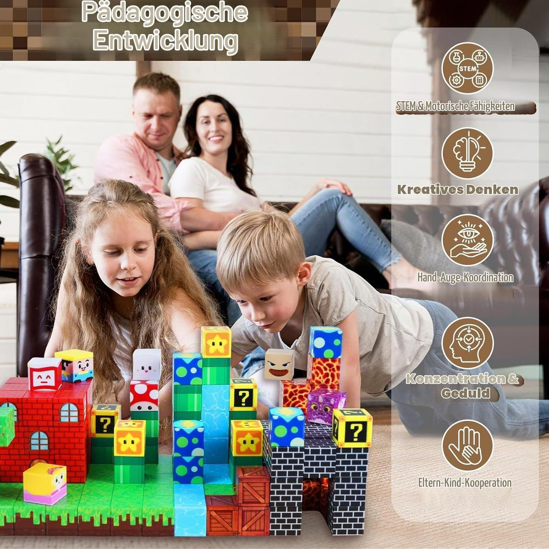 Magnetische Bausteine 150 Stück Magnetbausteine für Kinder Bauen Deine Abenteuerspiel Castle STEM Mo