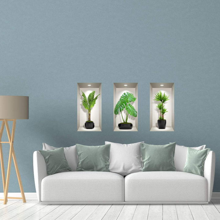 Ambiance Sticker 3D Pflanze Wandkunst, Vinyl abnehmbare Wandaufkleber, DIY Wandbild für Wohnzimmer 6