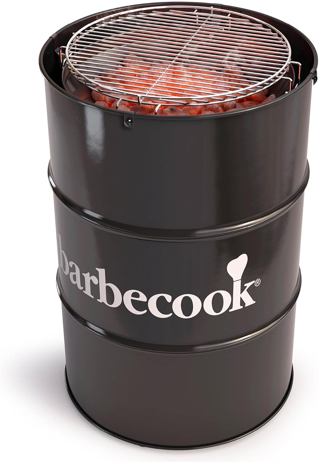 barbecook Edson Grilltonne, feuertonne mit grillplatte, Grillen für 10 Personen, Schwarz, 60x60x90cm