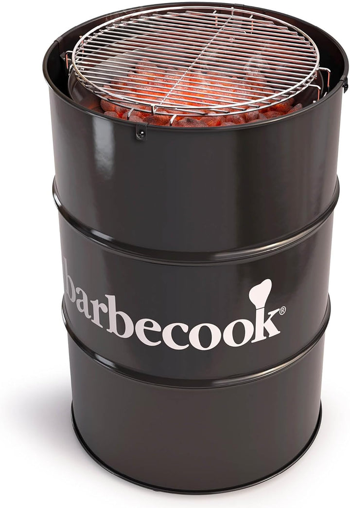 barbecook Edson Grilltonne, feuertonne mit grillplatte, Grillen für 10 Personen, Schwarz, 60x60x90cm