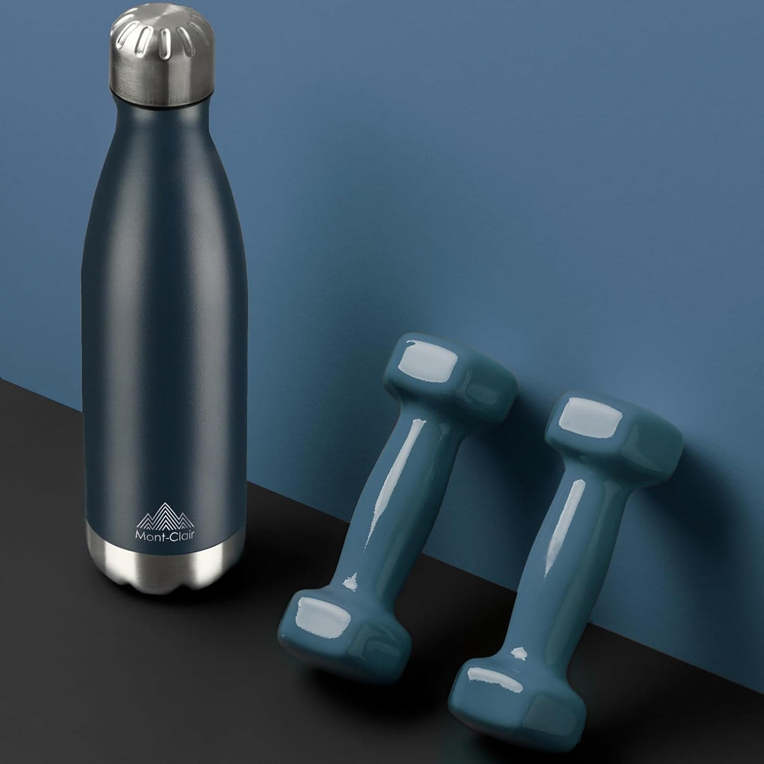 H2O Trinkflasche aus Edelstahl 1 Liter Auslaufsicher | Doppelwandig isoliert hält Getränke bis 24 St