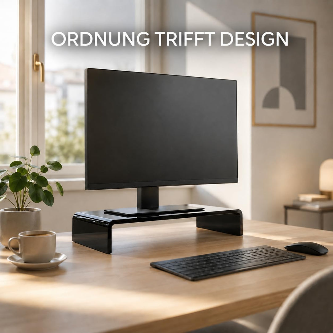 Acrylglas Monitorständer - Exklusive Bildschirmerhöhung aus deutscher Handarbeit - 10mm Monitor Stan