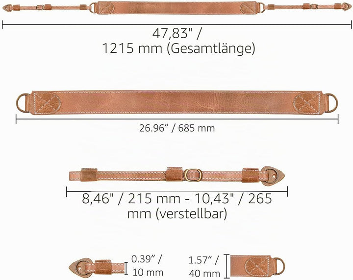 MegaGear Sierra Series - Correa para cámara - De Cuero Genuino, para Hombro o Cuello Visón, Visón