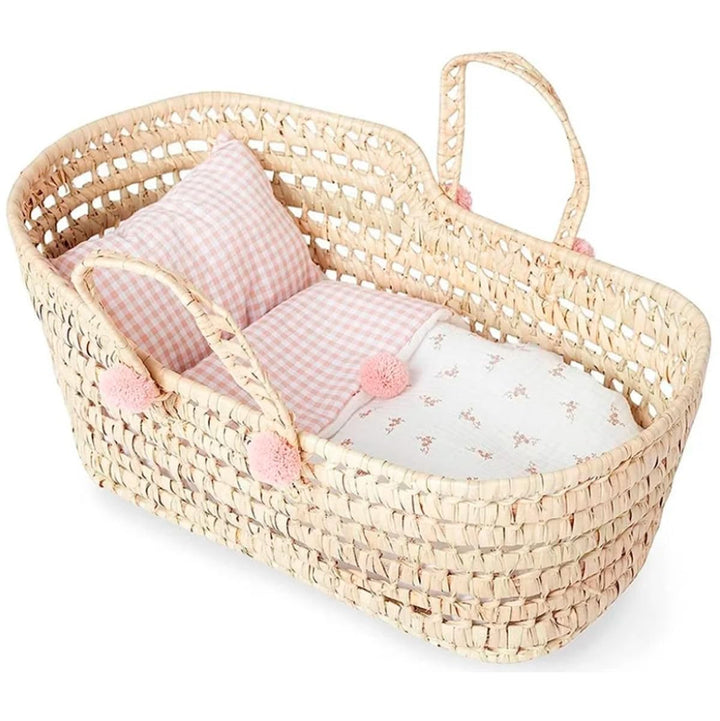 Muñecas Antonio Juan - Babytragetasche aus Palme mit Blumen und Vichy (gross)