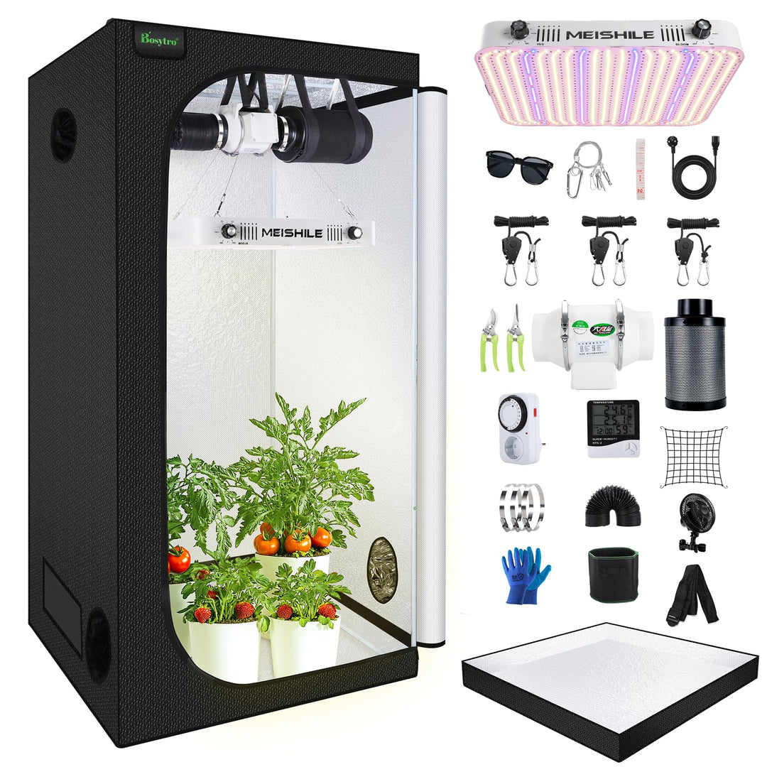 Grow Set Komplettset, Led Grow Tent Kit,200W LED Grow Lampe Vollspektrum,Komplettes Hydroponics 600D