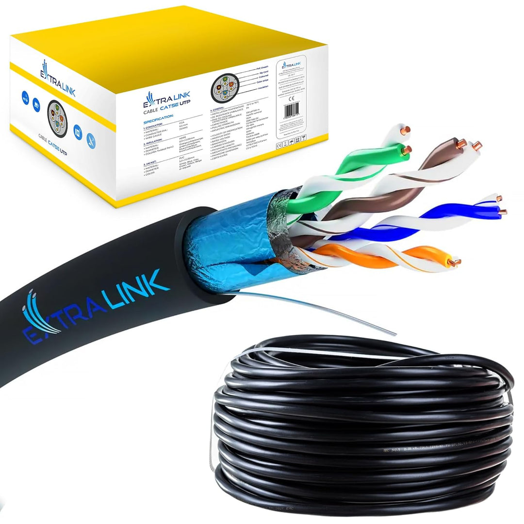 EXTRALINK CAT 5E FTP F/UTP Outdoor Ethernet Kabel 305 METER Extern Twisted Pair Internet Kabel LAN V
