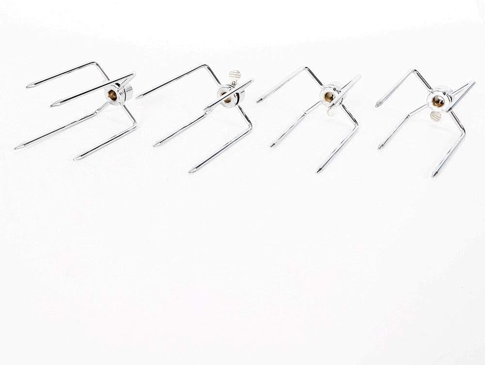 4-Stücke Fleischklammer Spiessgabel Grillspiess Fleischnadeln Drehspiess Grill BBQ/4* Fleischklammer