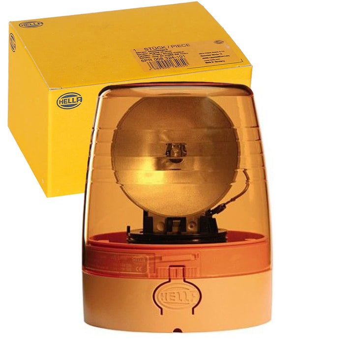HELLA - Halogen-Rundumkennleuchte - KL JuniorPlus - 12V - gelb - Anbau/geschraubt - Stecker: Flachst