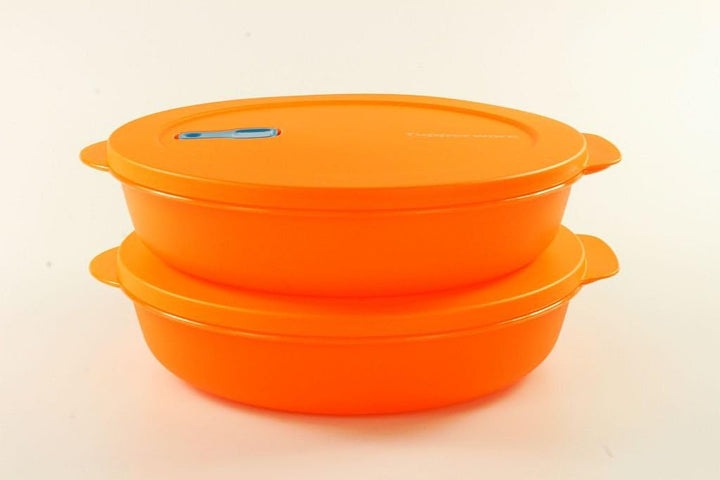 TUPPERWARE Mikrowelle CrystalWave 1,9 L mit Abtrennung orange Micro Wave (2)