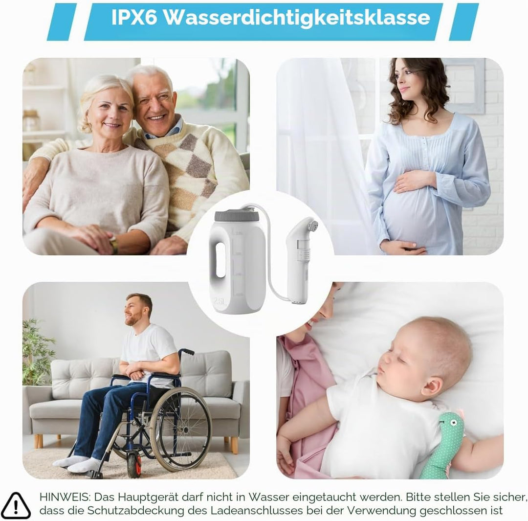 Tragbares Bidet-Sprühgerät Set mit 2,5L Wassertank Reise Bidet Mobiles Handbrause mit Wasserspeicher