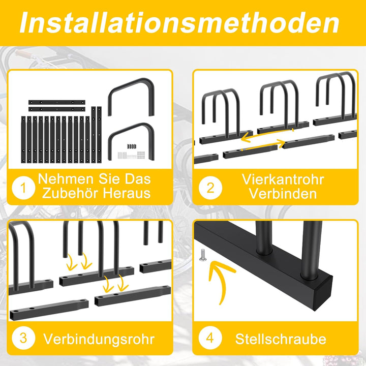 Aufun Fahrradständer Aufstellständer aus Stahl Für 2 Fahrräder, Mehrfachständer mit 37cm Radständer