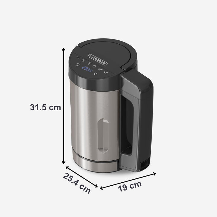 BLACK+DECKER BXSM1000E - Suppenzubereiter 1040W | Edelstahlkaraffe 1,6L | 7 Programme | Smoothies, K