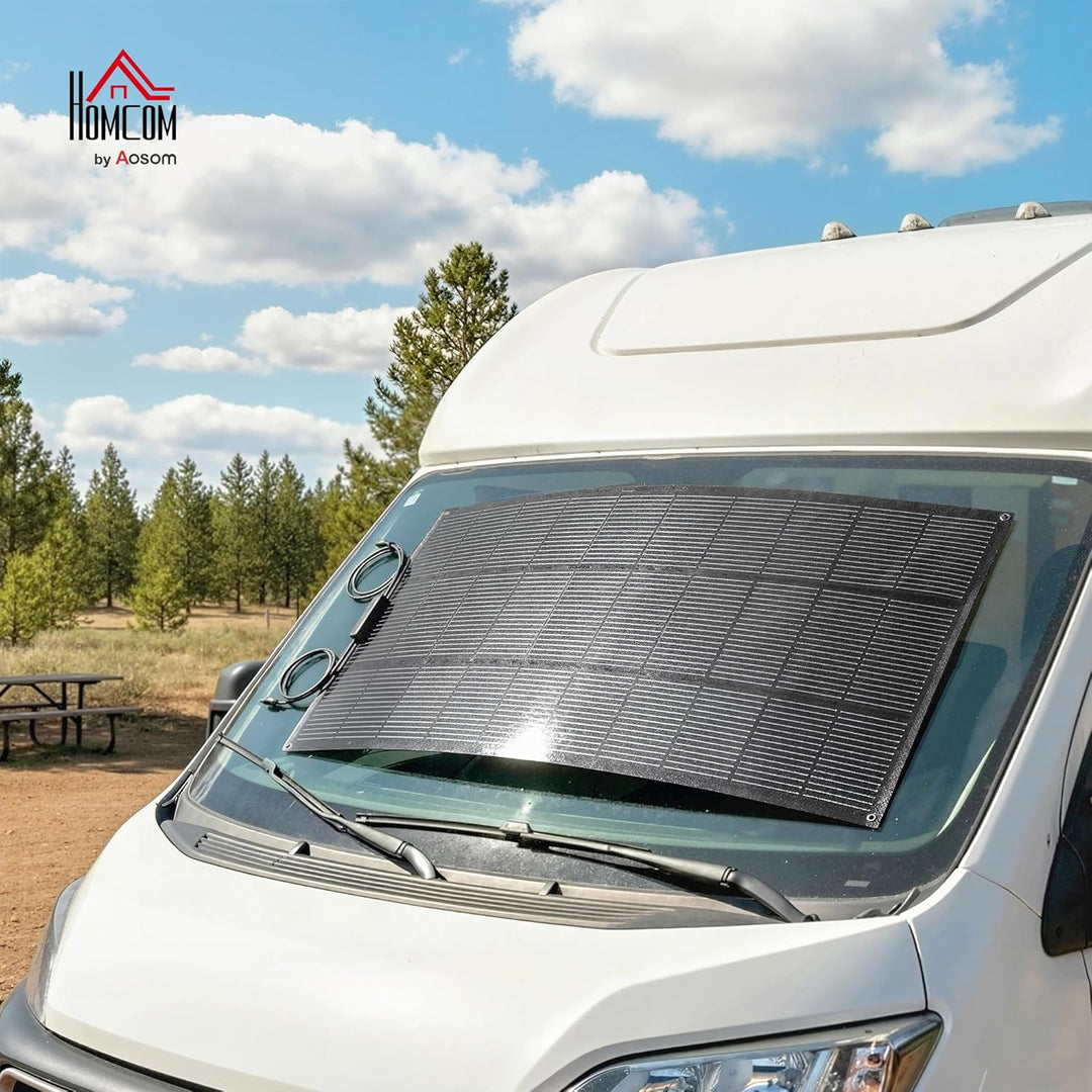 HOMCOM Solarpanel 100W 18V Tragbares Outdoor Solarladegerät mit 2 USB, LCD-Anzeige IP67 Wasserdicht