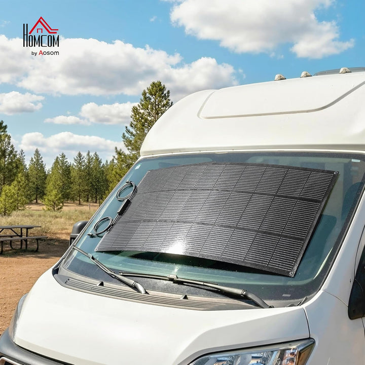 HOMCOM Solarpanel 100W 18V Tragbares Outdoor Solarladegerät mit 2 USB, LCD-Anzeige IP67 Wasserdicht