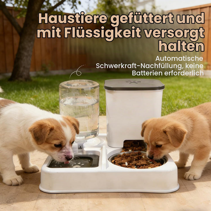 2-in-1 Automatischer Futter und Wasserspender für Haustiere, Abnehmbarer Futterstation, Katzenfutter
