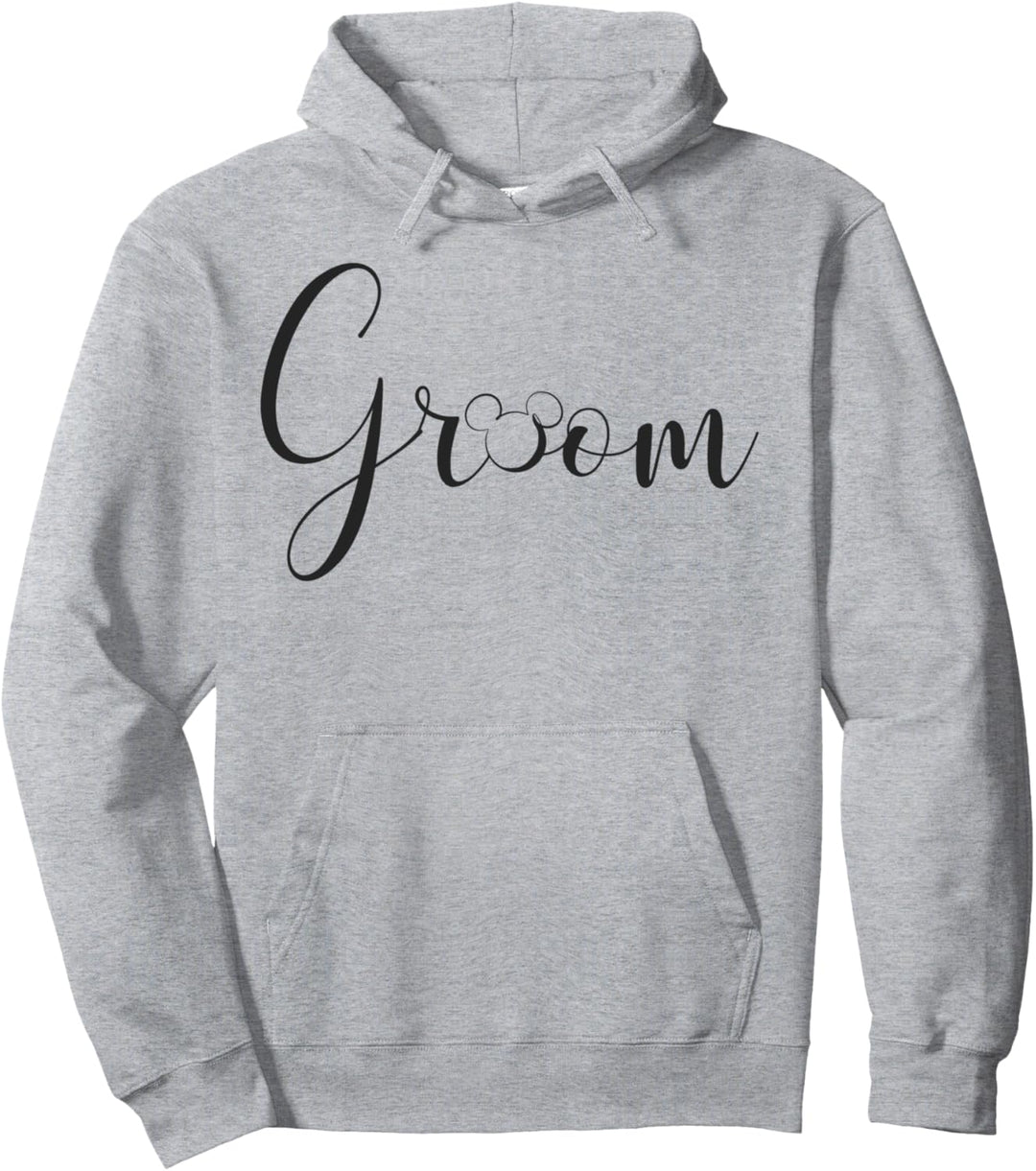 Disney Mickey Mouse Groom Cursive Black Text Logo Pullover Hoodie