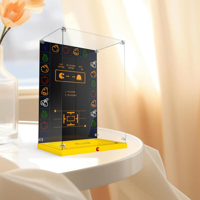 cooldac Acryl Vitrine Box für Lego-10323 Icons PAC-Man Spielautomat Bausteine Modell, staubdicht Tra