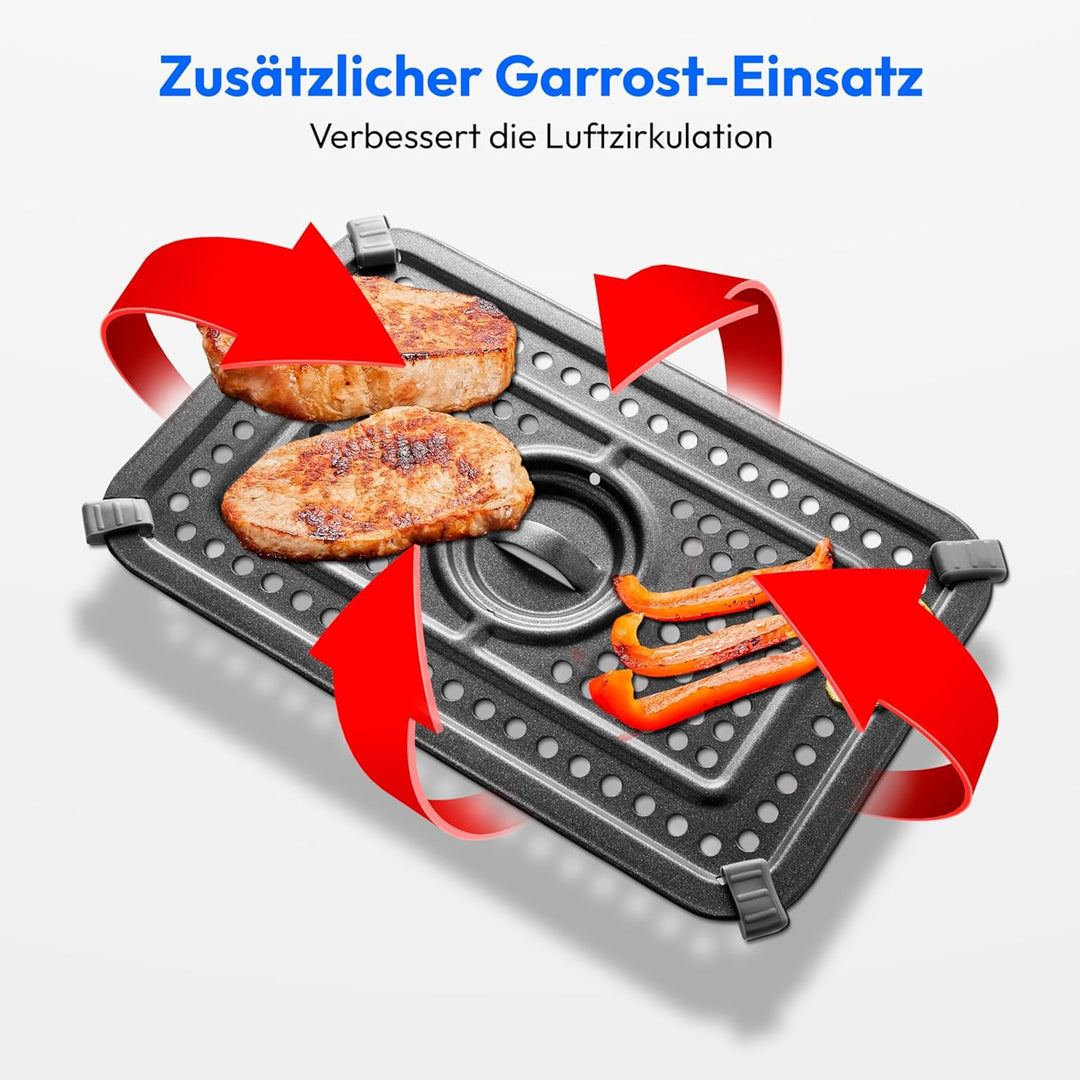 MEDION P20 XXL Heissluftfritteuse mit 2 Kammern (8,7 Liter, Airfryer, 2.600 Watt, Doppelkammer, 10 A