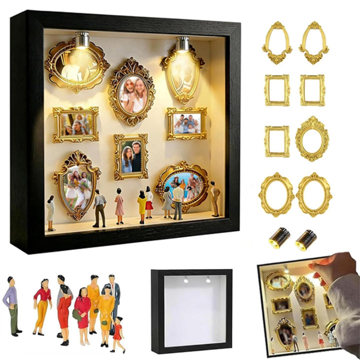 Pipihome Mini Museum Bilderrahmen Vintage, DIY Mini Bilderrahmen zum Befüllen mit Golden Rahmen & Mi