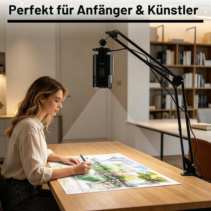 Tragbarer Zeichenprojektor, Desktop Smarte Skizzenprojektoren mit Fernbedienung und Ständer zum Nach