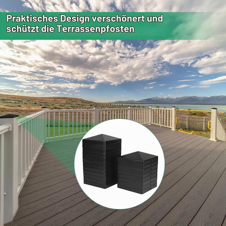 20 Stück Pfostenkappen 10x10 cm, Abdeckkappen für Pfosten, Zaunpfosten Kappen, Kunststoff Pfostenkap