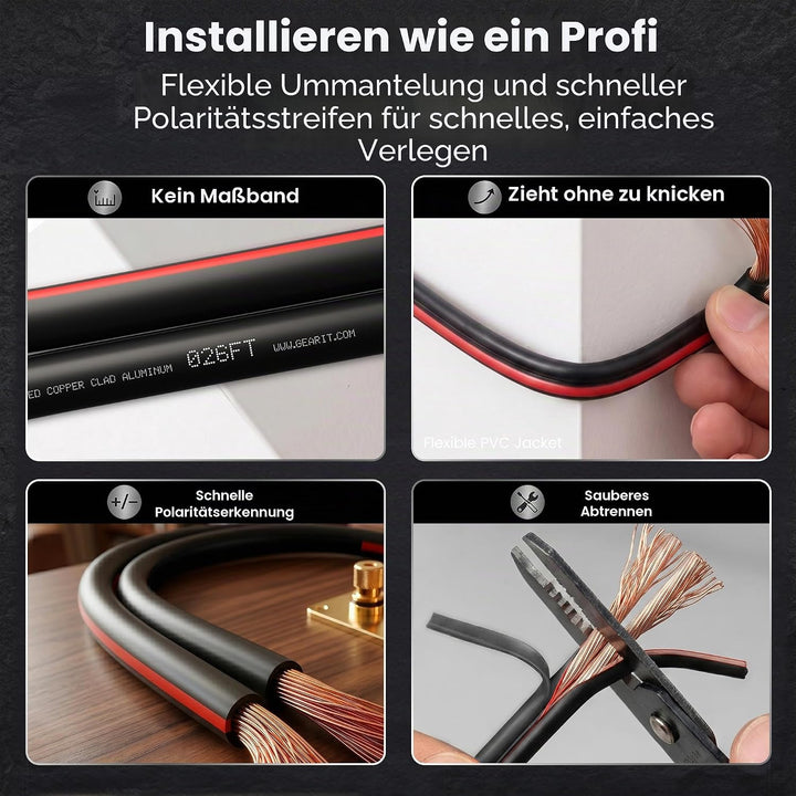 GearIT mit 1,2 Lautsprecher Draht (100 Fuss/30,48 Meter) schwarz 50' schwarz, 50' schwarz