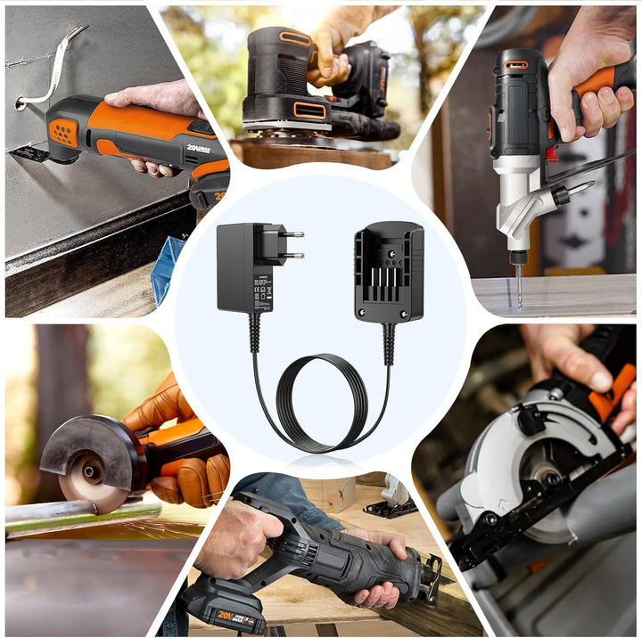 ASUNCELL WA3760 Ladegerät für Worx Akkus 18V (20V MAX), Akku Ladestation Schnell-Ladegerät für Worx