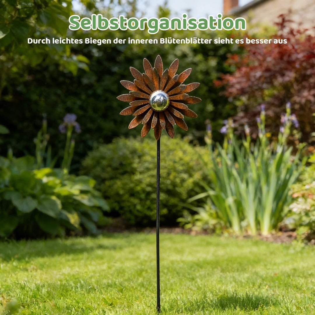 Gartenstecker Rost Blumen, Gartenstecker Metall, Gartendeko Rost, R-ost Deko für Garten, D-EKO Rostf