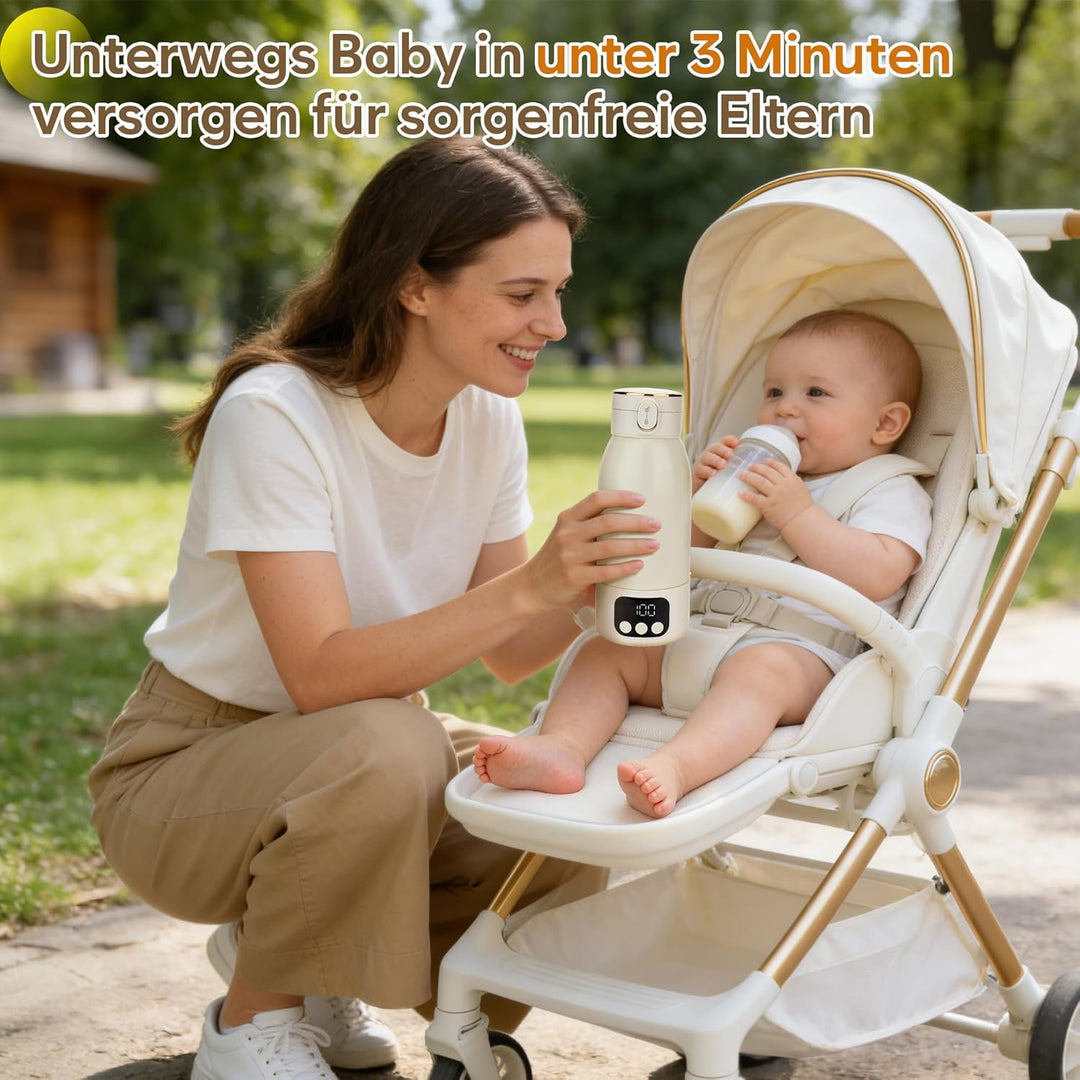 Baby Flaschenwärmer Unterwegs 2 minutters Milchwärmer 17400mAh Batteri USB-C-opladningsfunktion Gros