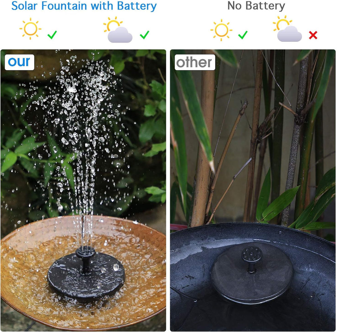 AISITIN Solar Springbrunnen 5.5W Solar Teichpumpe mit Solar Panel Eingebaute 1500mAh Batterie Wasser