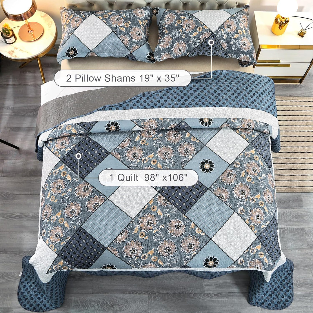 Qucover Tagesdecke 240x260cm für Bett, Patchwork Bettüberwurf aus Mikrofaser, Dünne Winter Steppdeck