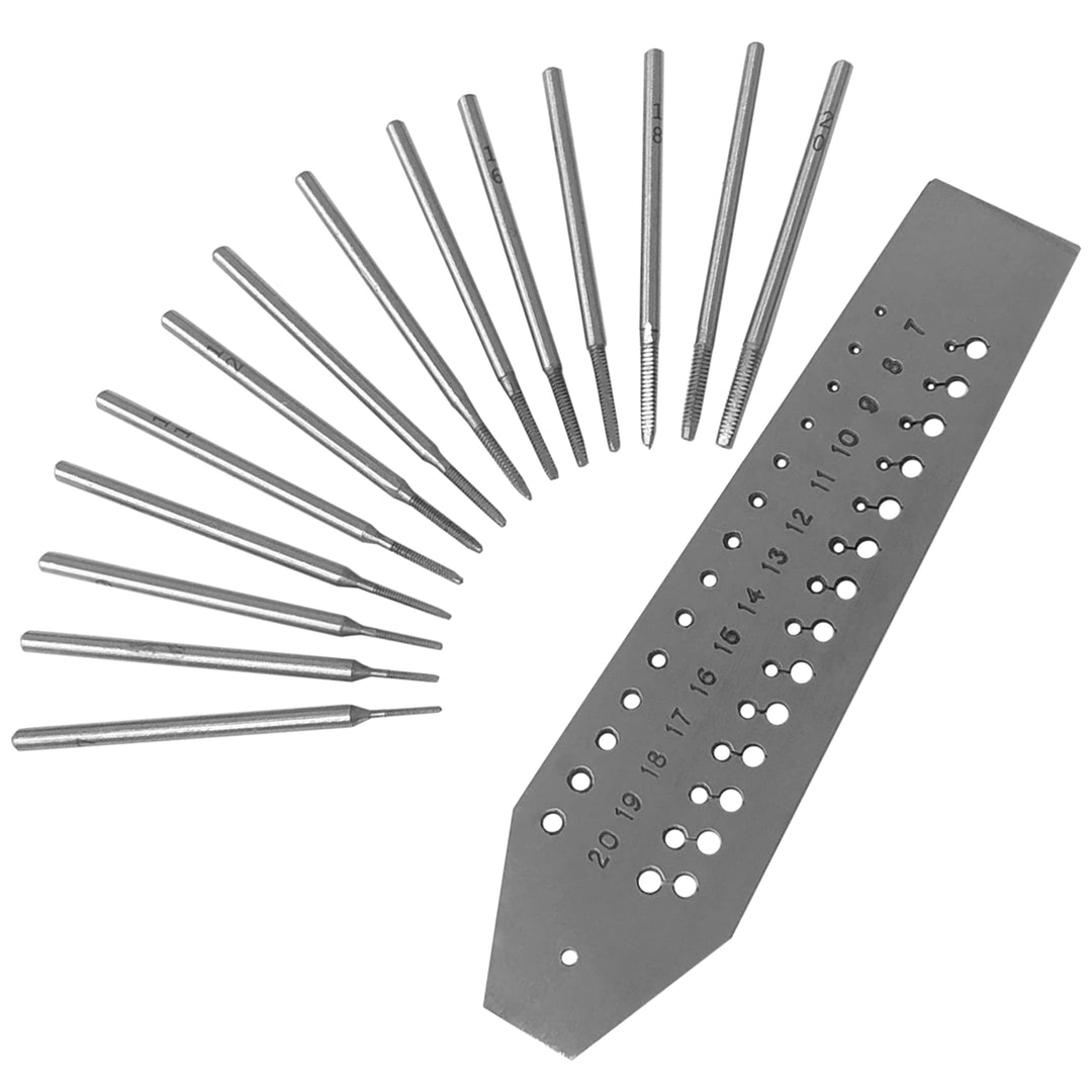 Jewellers Tools Gewindeschneider-Set Nr. 0,7 mm bis 2 mm, 14 Stück