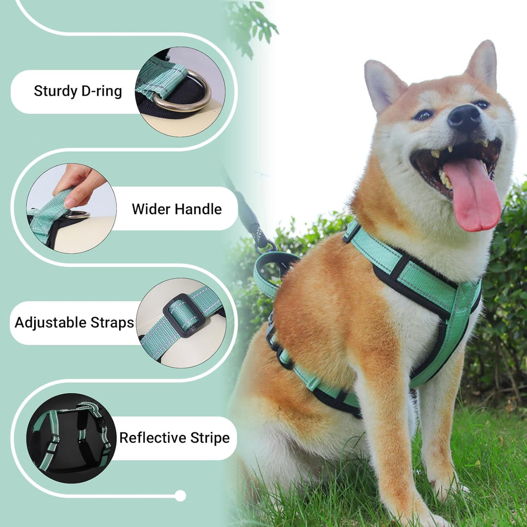Hundegeschirr Grün XL - Brustgeschirr Hund Mittel Reflektierend Anti zieh Hunde Geschirr Hund Zugges
