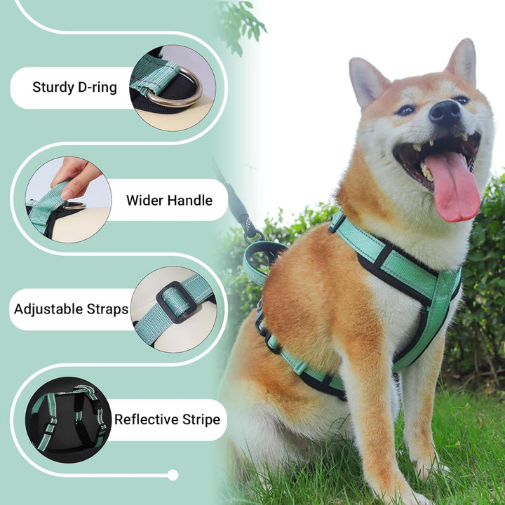 Hundegeschirr Grün XL - Brustgeschirr Hund Mittel Reflektierend Anti zieh Hunde Geschirr Hund Zugges
