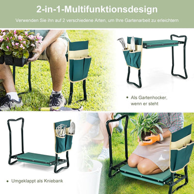 RELAX4LIFE Kniebank für Gartenarbeit, Faltbarer Gartenhocker, Gartenkniebank mit Abnehmbarer Werkzeu