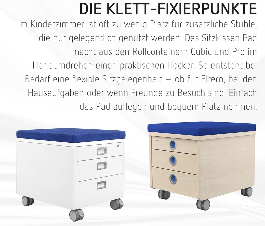 moll Pad, Sitzkissen für die Rollcontainer moll Pro und moll Cubic, abnehmbar und leicht zu reinigen
