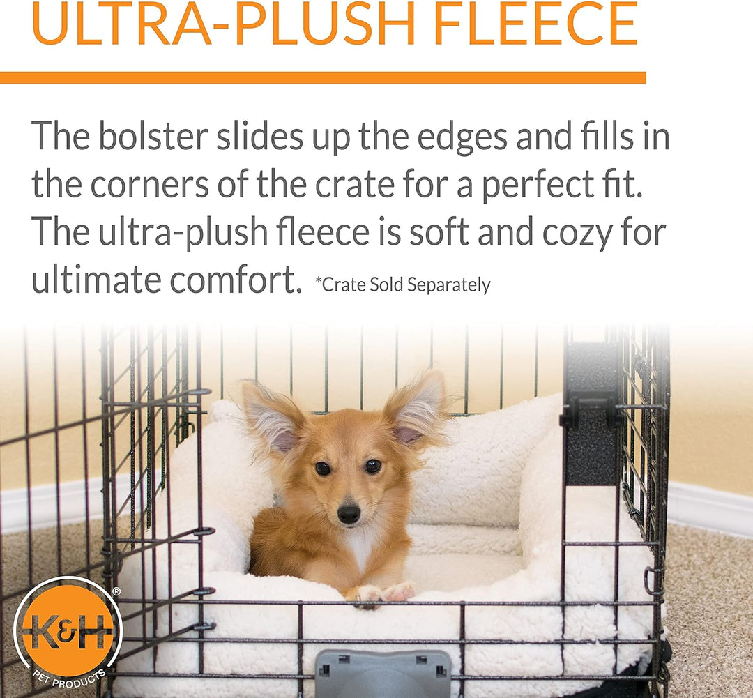 K&H PET PRODUCTS Ultra Plush Deluxe Nackenrolle für Hundekäfig, tragbares Plüschbett, Matte und Hund