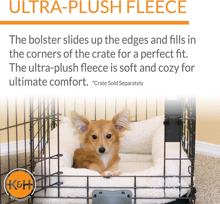 K&H PET PRODUCTS Ultra Plush Deluxe Nackenrolle für Hundekäfig, tragbares Plüschbett, Matte und Hund