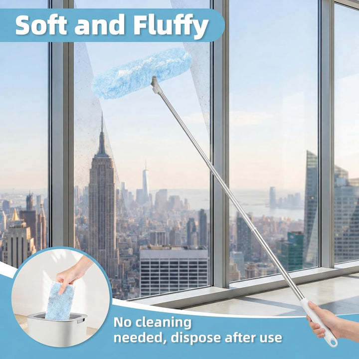 180cm Ausziehbarer Griff mit 20 Tücher für Swiffer Staubmagnet Nachfüllpack Set, 360° Einweg Magnet