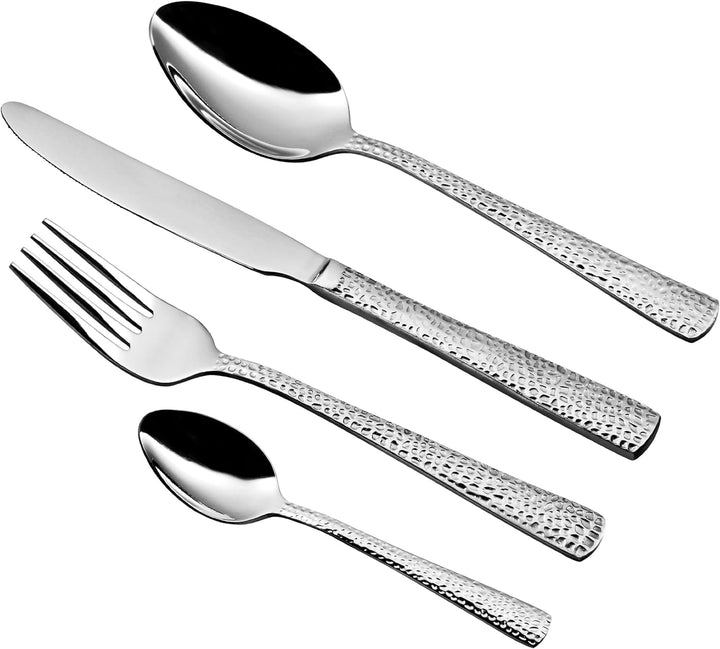 Premier Housewares Gehämmertes Besteck, 24-teilig, Edelstahl, 26 x 36 x 9 cm